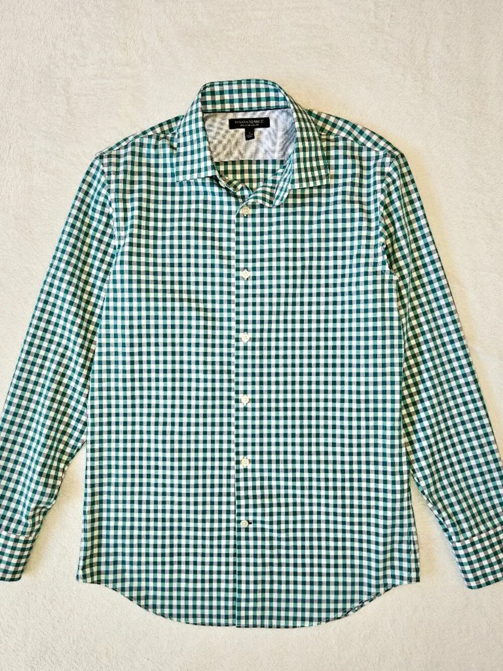 Banana Republic Men's Bundle Of 2 Plaid gingham Shirts Orange Green Slim Fit S
